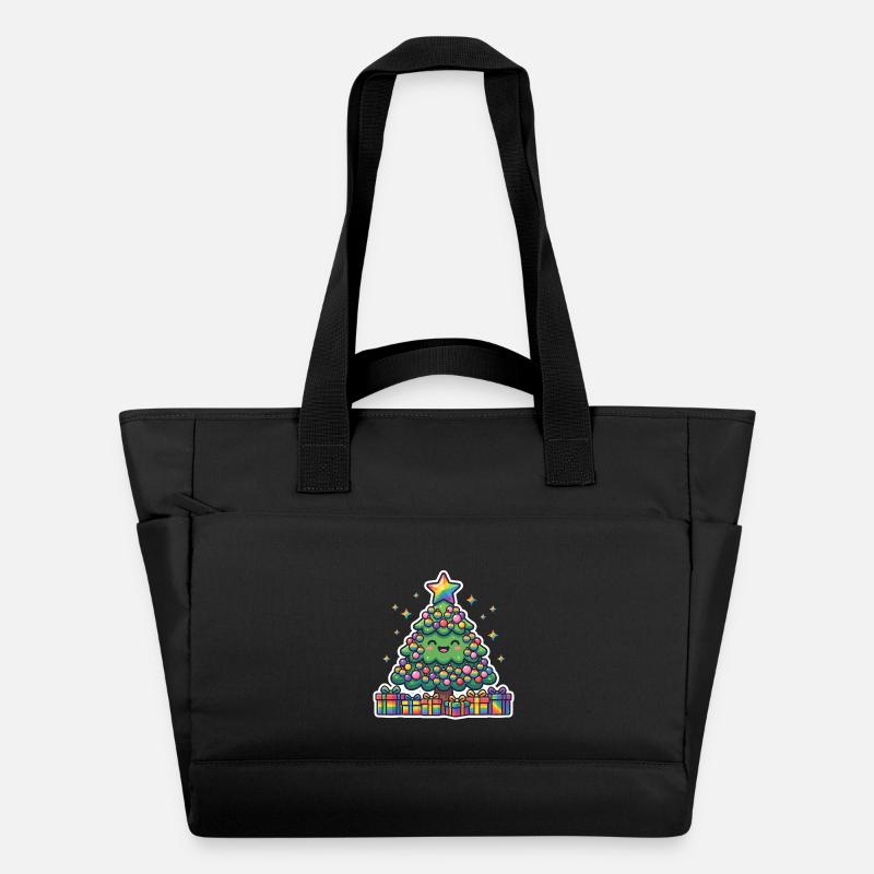 Fröhlicher Regenbogen-Weihnachtsbaum niedlich - Wasserabweisende Padded Bag - Schwarz