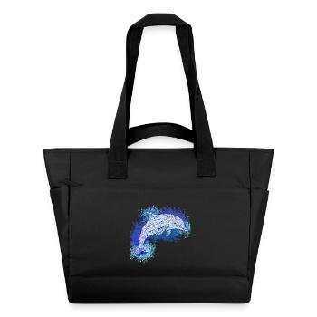 Zentangle Dolphin - Sac matelassé déperlant - noir - Devant
