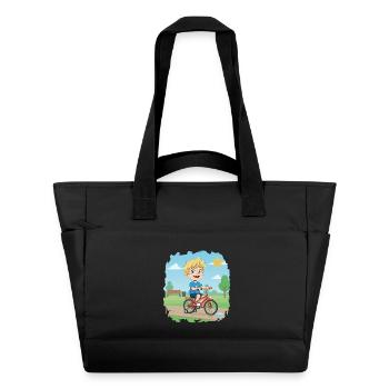 Bouno fait du vélo - Petit aventurier sur la route - Sac matelassé déperlant - noir - Devant
