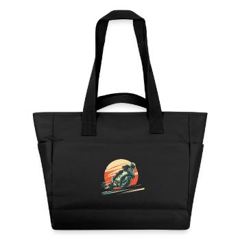 Sport moto driving fast with a big sunset - Water-Repellent Padded Bag - black - Front
