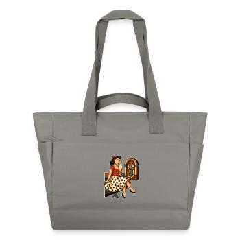 Rockabella des années 50 : Pin-up au diner avec milkshake - Sac matelassé déperlant - gris - Devant