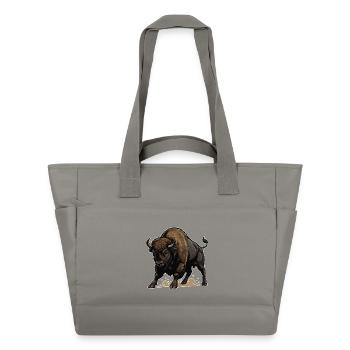 Wild Bison Charge Mascot Buffalo - Water-Repellent Padded Bag - grey - Front