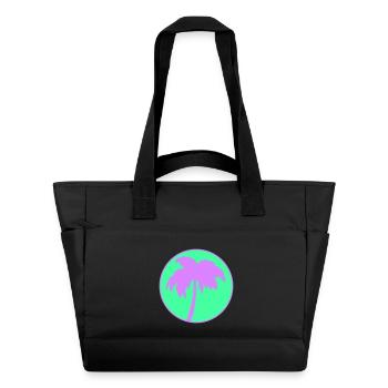 Neon Palmenkreis Silhouette - Wasserabweisende Padded Bag - Schwarz - Vorne