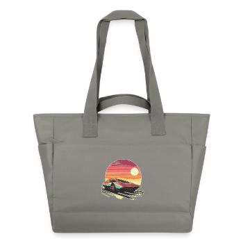 Retro futuristic red car with stylized sunset sky  - Sac matelassé déperlant - gris - Devant