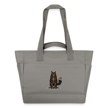 Maine Cat Coon Brown Tabby Majestic Portrait - Water-Repellent Padded Bag - grey - Front
