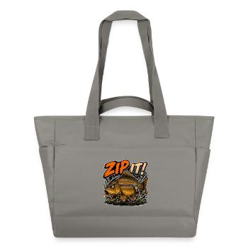 Tais-toi ! Pêche à la carpe miroir - Sac matelassé déperlant - gris - Devant