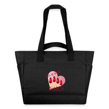 Do it with Nails – rotes Naildesign mit Herz - Wasserabweisende Padded Bag - Schwarz - Vorne