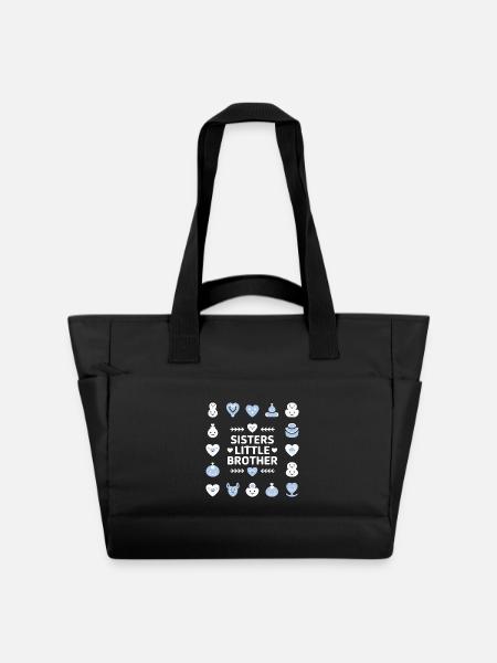 Sister & Little Brother Motif - Water-Repellent Padded Bag - black