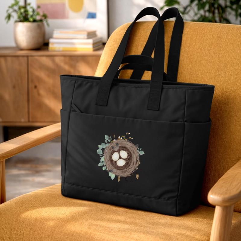 Vogelnest oder Osternest mit drei Eier und Federn Wasserabweisende Padded Bag