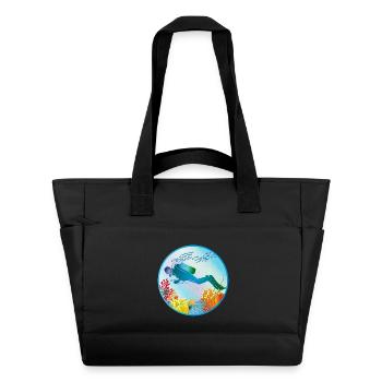 Taucher im bunten Korallenriff - Wasserabweisende Padded Bag - Schwarz - Vorne