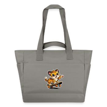 Süßer Tiger Skateboard Abenteuer - Wasserabweisende Padded Bag - Grau - Vorne