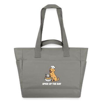 Kochhund mit Suppe Würze den Tag - Wasserabweisende Padded Bag - Grau - Vorne