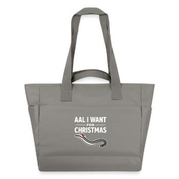 Aal I Want For Christmas – Funny Eel Shirt - Water-Repellent Padded Bag - grey - Front
