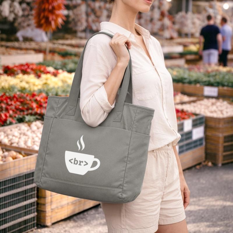 Pause café – Conception drôle de balise HTML Sac matelassé déperlant