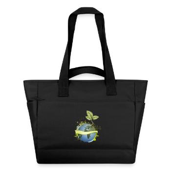 in the earth unfolds with banner - Water-Repellent Padded Bag - black - Front