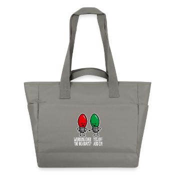Arbeiten an Weihnachten lustige Weihnachtslichter - Wasserabweisende Padded Bag - Grau - Vorne