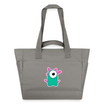 Niedlicher türkisfarbener Zyklop | Lustiges pinkes Monster - Wasserabweisende Padded Bag - Grau - Vorne
