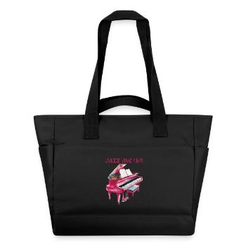 Jazz-Piano mit bunten Musiknoten - Wasserabweisende Padded Bag - Schwarz - Vorne