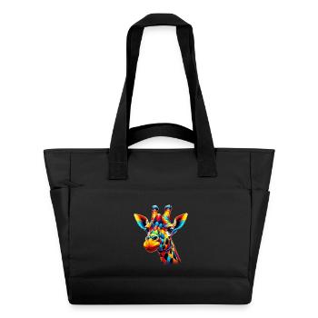 Girafe colorée et peinte comme Arlequin - Sac matelassé déperlant - noir - Devant