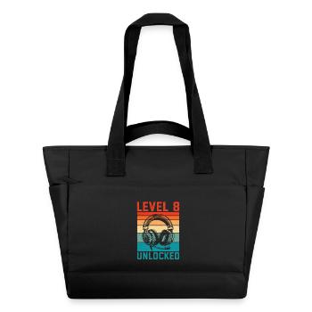 Child 8 years old Level 8 Unlocked, 8th birthday - Water-Repellent Padded Bag - black - Front