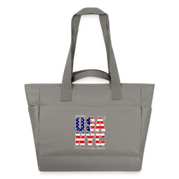 USA NYC Flagge Schriftzug Grafiken - Wasserabweisende Padded Bag - Grau - Vorne