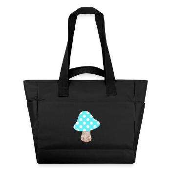 Pilz hellblau Dots Punkte Glück Kinderzimmer Wald - Wasserabweisende Padded Bag - Schwarz - Vorne
