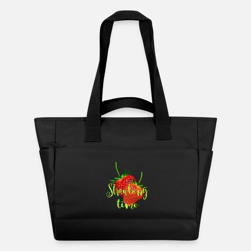 Erdbeeren mit Schrift - Wasserabweisende Padded Bag - Schwarz