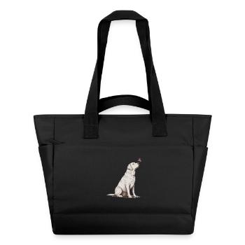 Labrador Retriever mit Schmetterling Skizze  - Wasserabweisende Padded Bag - Schwarz - Vorne