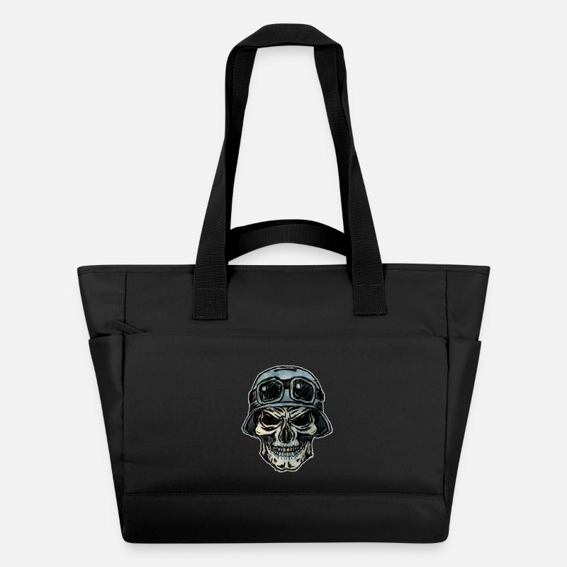 Tête de mort crazy biker avec casque - Sac matelassé déperlant - noir