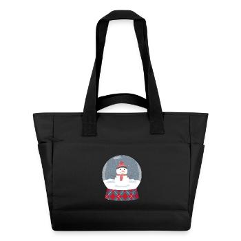 Boule de verre avec bonhomme de neige - Sac matelassé déperlant - noir - Devant