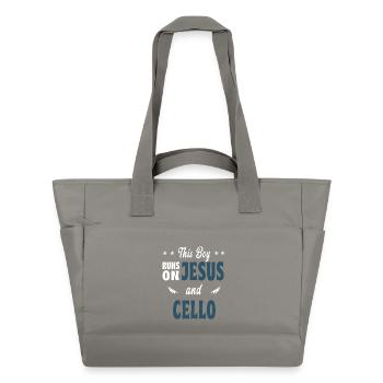 Dieser Junge lebt von Jesus und Cello - Wasserabweisende Padded Bag - Grau - Vorne