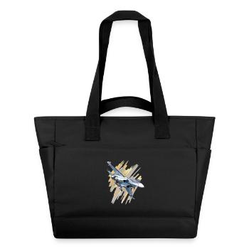 Avion de chasse au design dynamique - Sac matelassé déperlant - noir - Devant