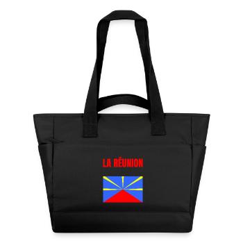 T-shirt drapeau La Réunion volcan - Sac matelassé déperlant - noir - Devant