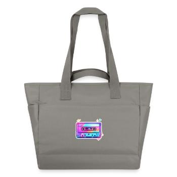 Neon Regenbogen Kassette Sticker - Wasserabweisende Padded Bag - Grau - Vorne