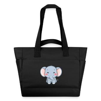 Niedlicher glücklicher Elefant - Entzückende Karikatur - Wasserabweisende Padded Bag - Schwarz - Vorne