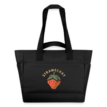 Strawberry Logo Symbol - Früchte im Comic Stil - Wasserabweisende Padded Bag - Schwarz - Vorne