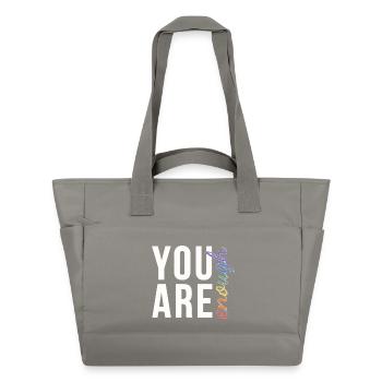 Tu es assez Typographie Fierté arc-en-ciel - Sac matelassé déperlant - gris - Devant
