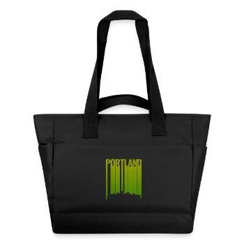 Portland Skyline Leuchtgrün - Wasserabweisende Padded Bag - Schwarz - Vorne