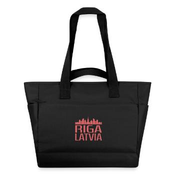 Stilvolle Riga Skyline Illustration - Wasserabweisende Padded Bag - Schwarz - Vorne