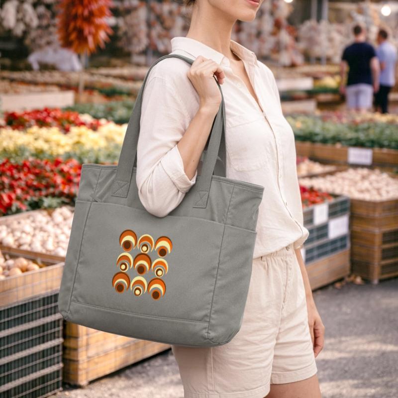 60s 70s Retro Pattern Circle Style Pattern Water-Repellent Padded Bag