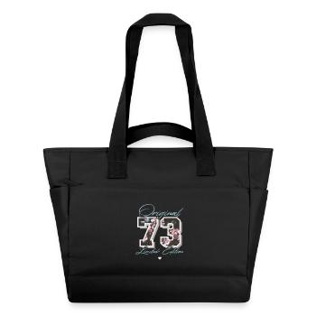 1973 Année de naissance Anniversaire Fleurs - Sac matelassé déperlant - noir - Devant