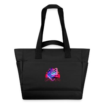 Retro Wave Sports Car 80s Skyline Vaporwave - Water-Repellent Padded Bag - black - Front