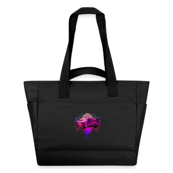 Retro Wave Racing Supercar - Water-Repellent Padded Bag - black - Front