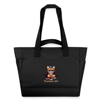 Katze mit vielen Büchern und Schriftzug - Wasserabweisende Padded Bag - Schwarz - Vorne