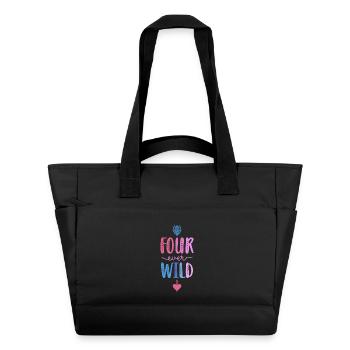 Four Ever Wild 4 Year Old 4th Birthday Girl - Water-Repellent Padded Bag - black - Front