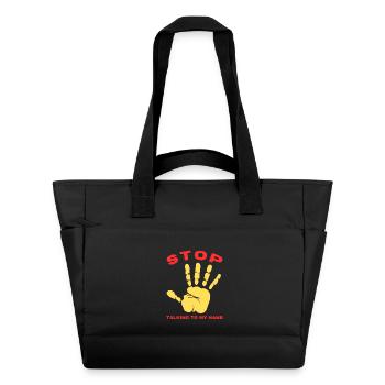 Stop Talk to My Hand- Funny Hand Design - Water-Repellent Padded Bag - black - Front