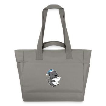 Panthère noire avec oreiller et bonnet somnolent - Sac matelassé déperlant - gris - Devant