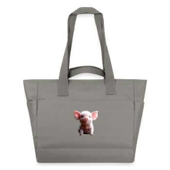 Schwein Hausschwein Schweine Ferkel Schweinchen - Wasserabweisende Padded Bag - Grau - Vorne