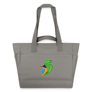 5th Birthday Motif Bird - 5 years - Water-Repellent Padded Bag - grey - Front
