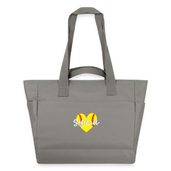 Softball Herz - Wasserabweisende Padded Bag - Grau - Vorne